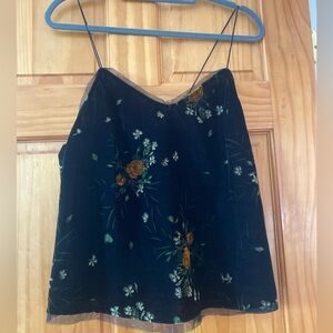 Zara Velvet Floral Cami Top Sheer Mesh Y2K Grunge Size S
